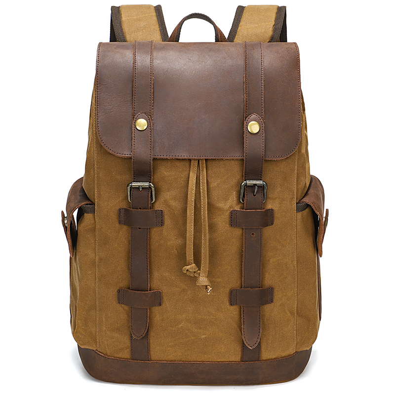 Leather Backpack Vintage - Men's Backpack Vintage Waxed Canvas Backpacks