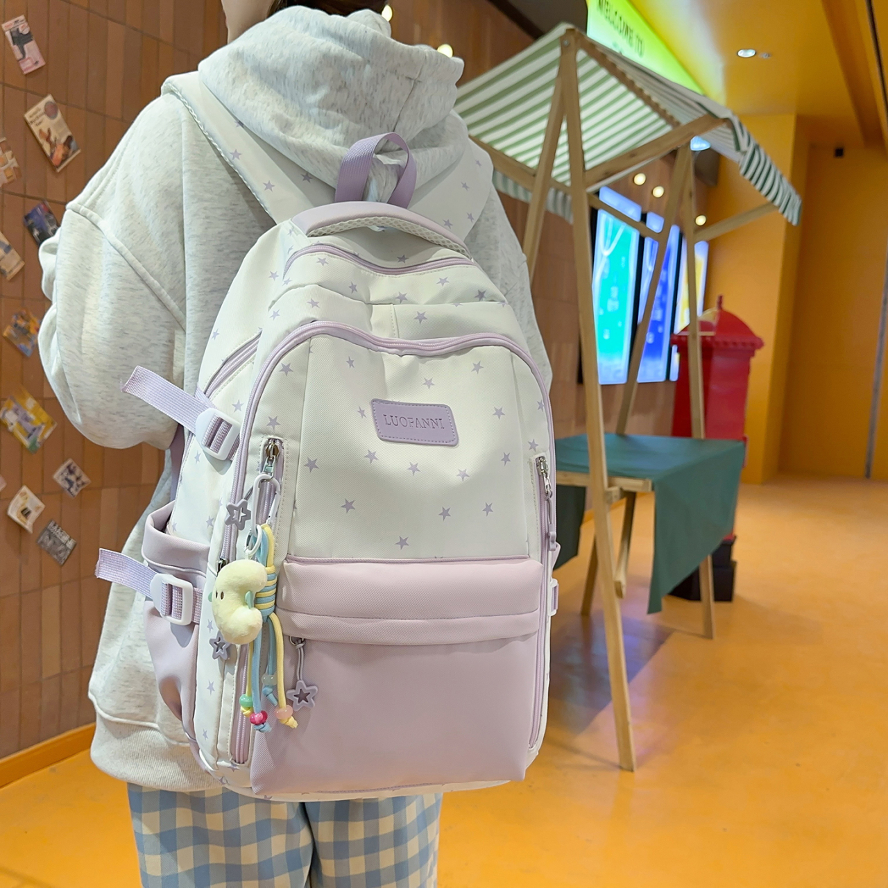 Women's Cream White & Yellow C – Canvas Backpack Casual Bewertung und Preis
