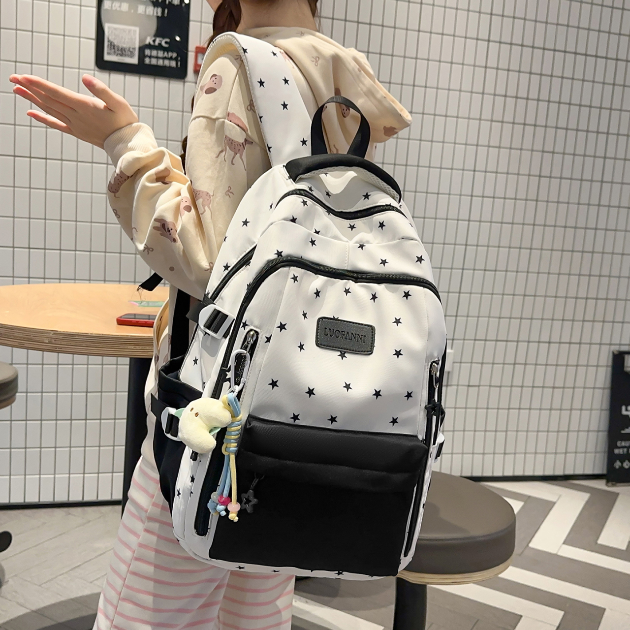 Women's Cream White & Yellow C – Canvas Backpack Casual Bewertung und Preis