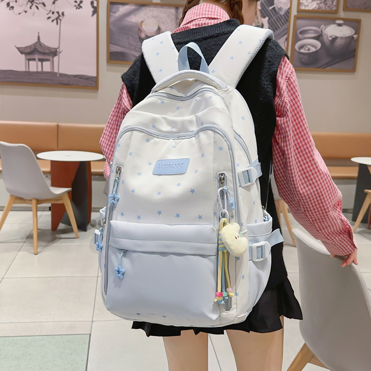 Women's Cream White & Yellow C – Canvas Backpack Casual Bewertung und Preis