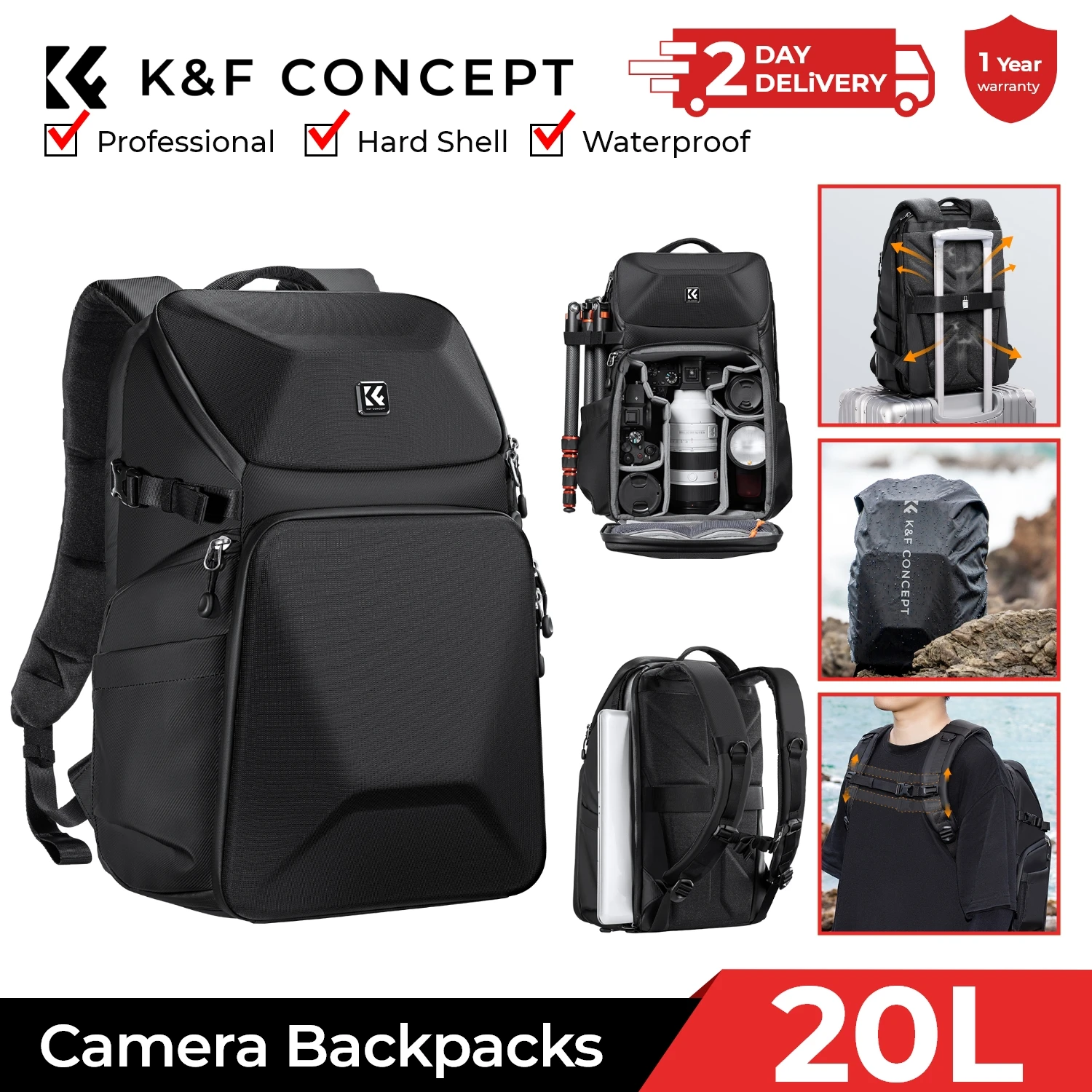 K&F CONCEPT 20L Camera Backpac – Laptop Backpack 15.6 Bewertung und Preis