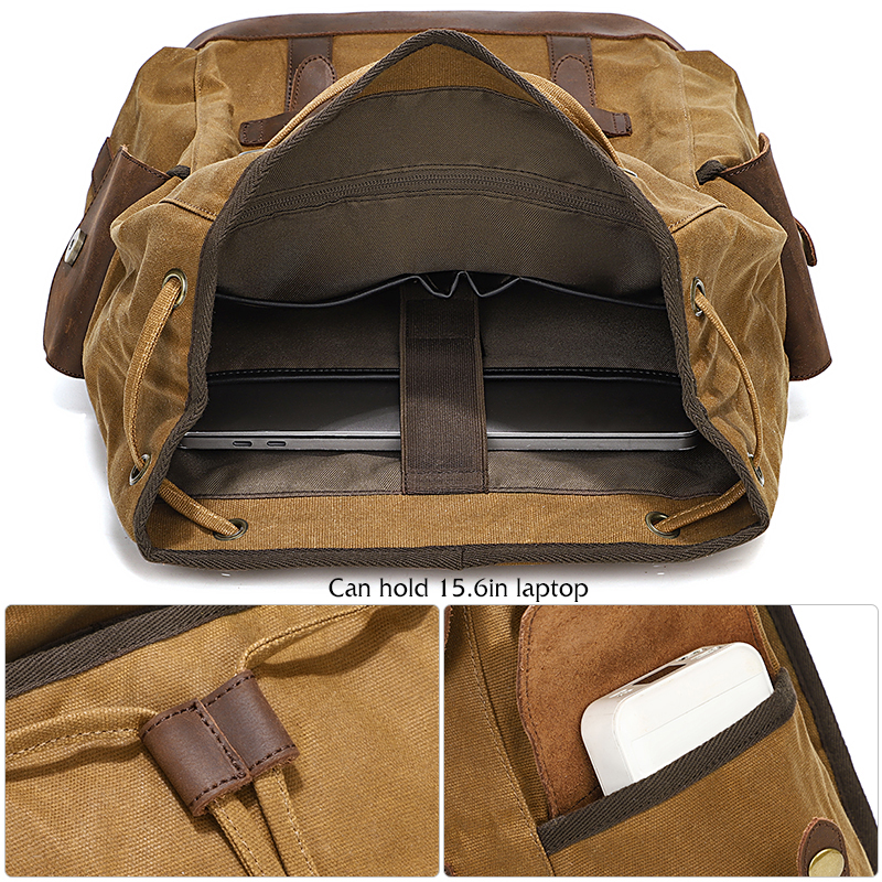 Men's Backpack Vintage Waxed C – Leather Backpack Vintage Bewertung und Preis