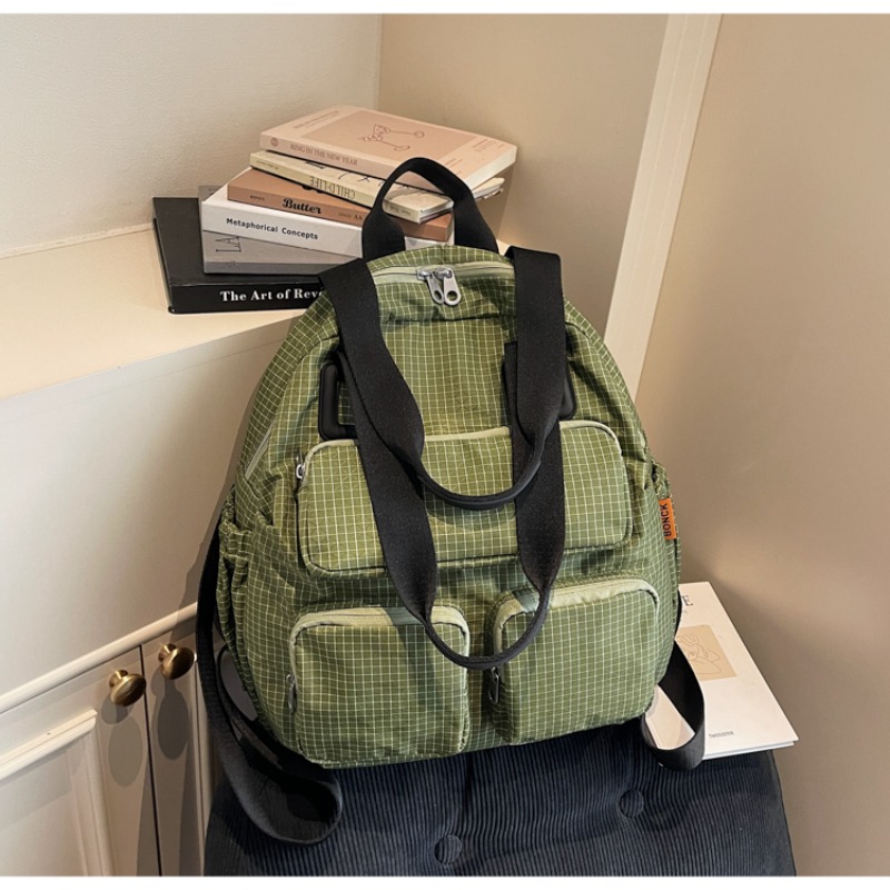 Multi-pocket Checkered Youth B – Canvas Backpack Casual Bewertung und Preis