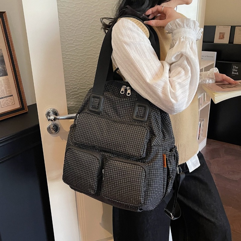 Multi-pocket Checkered Youth B – Canvas Backpack Casual Bewertung und Preis