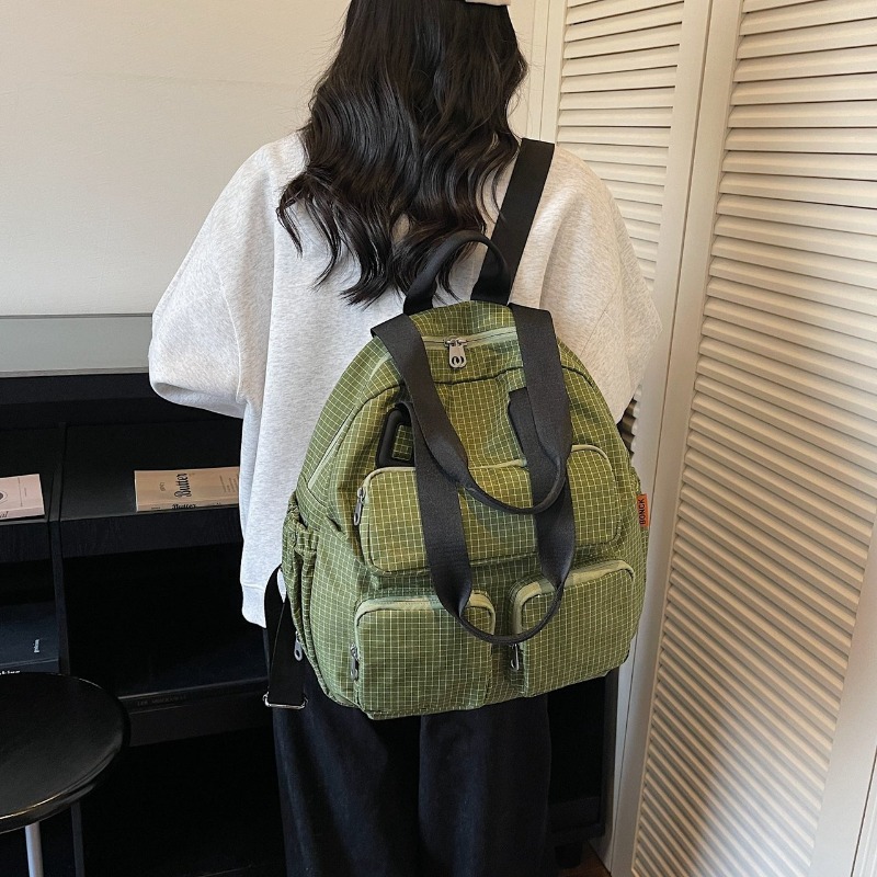 Multi-pocket Checkered Youth B – Canvas Backpack Casual Bewertung und Preis